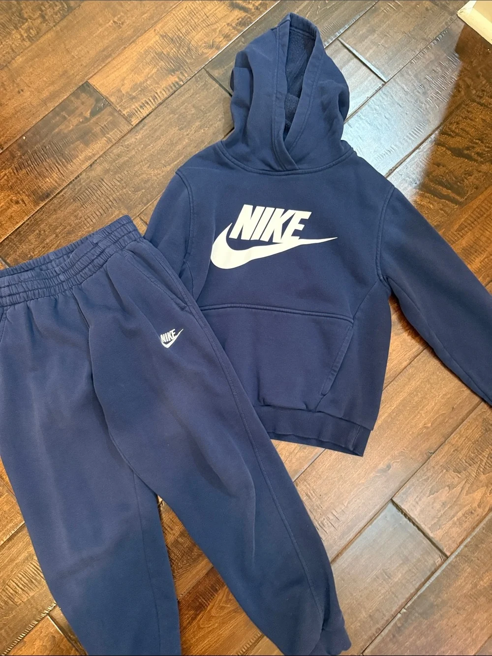 Nike Kids Navy Blue Logo Hoodie & Joggers Set